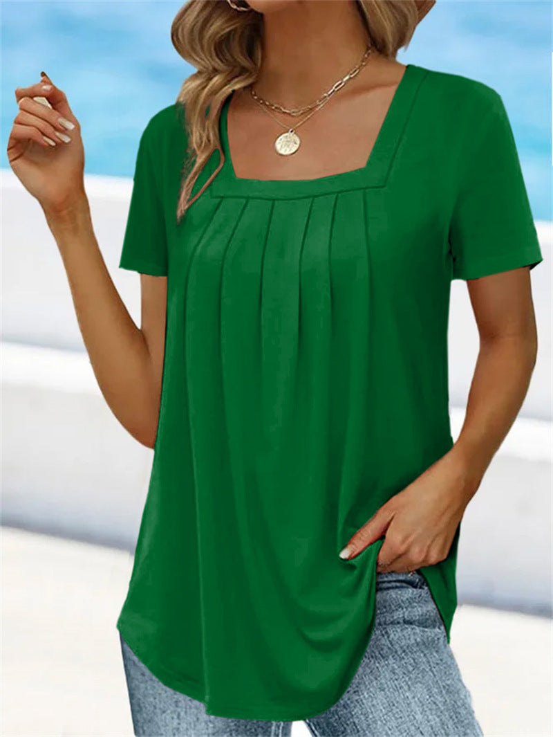 ✨Rasprodaja na kraju sezone👚【S-5XL】Ženska ljetna majica s četvrtastim izrezom – mekana i prozračna