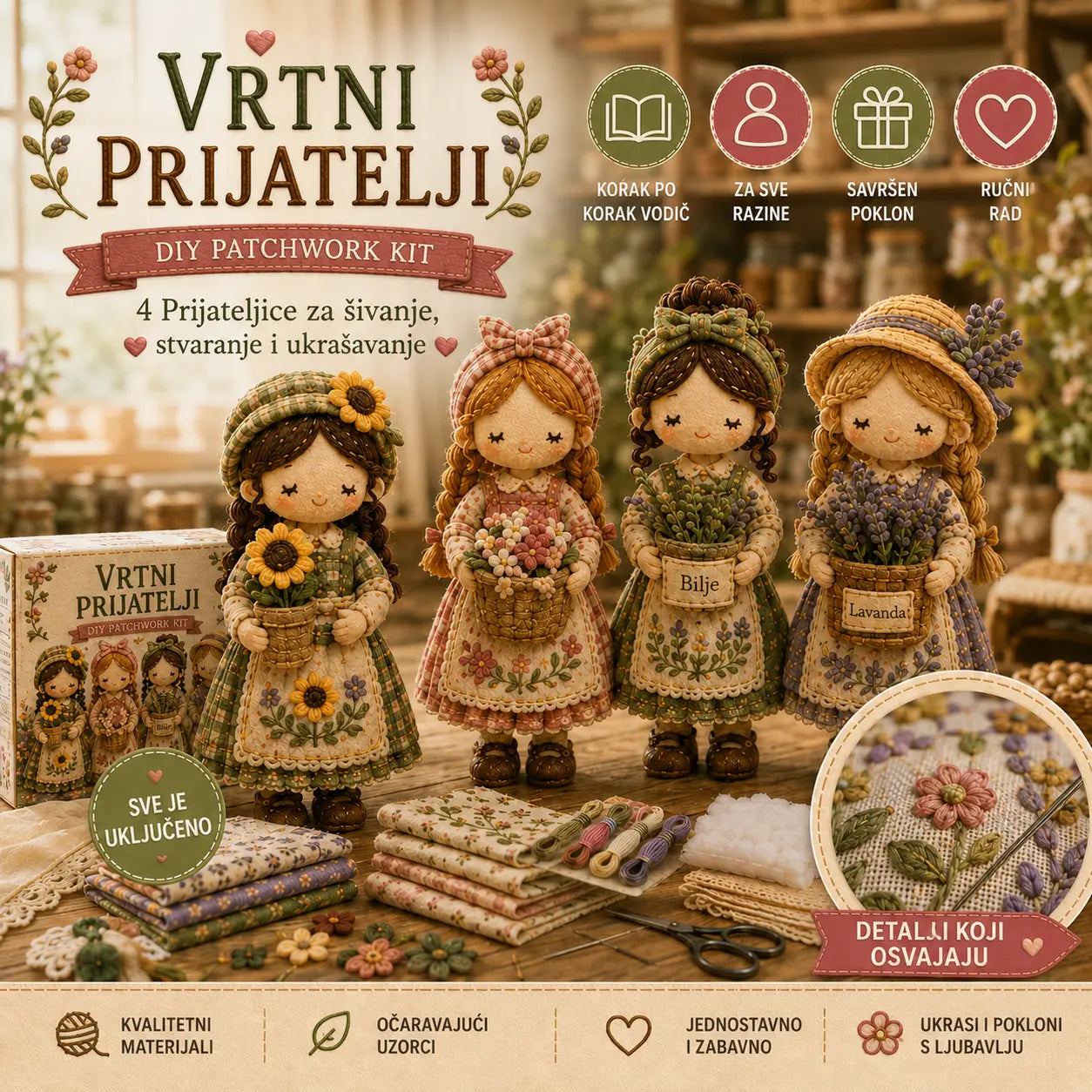 🎁Zadnji dan: Iskoristite 50% popusta! 🧵 Minijaturni komplet za patchwork iz serije Miniature World