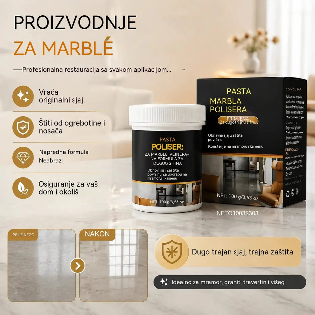 🔥Kupi 1, dobiješ 1 gratis! ✨ Pasta za poliranje mramora – Uklanja ogrebotine, vraća sjaj i štiti površine za samo 2 minute