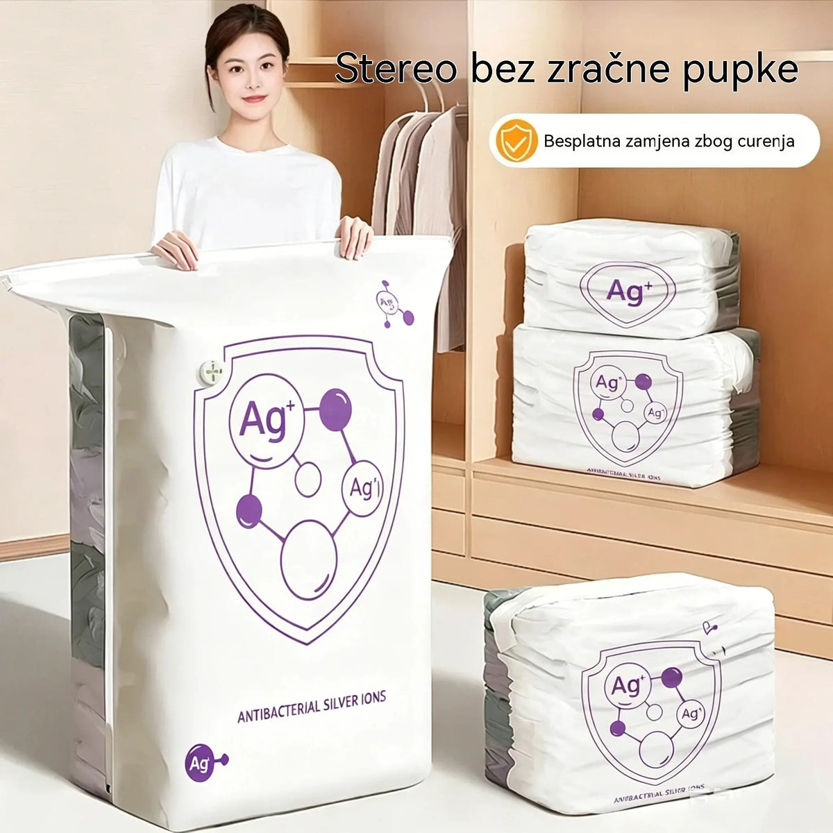🎉Snižena cijena!【5 komada】Debela vakuumska vrećica za pohranu s nepropusnim zatvaranjem: nije potrebna pumpa, lako se komprimira i štedi prostor za pohranu