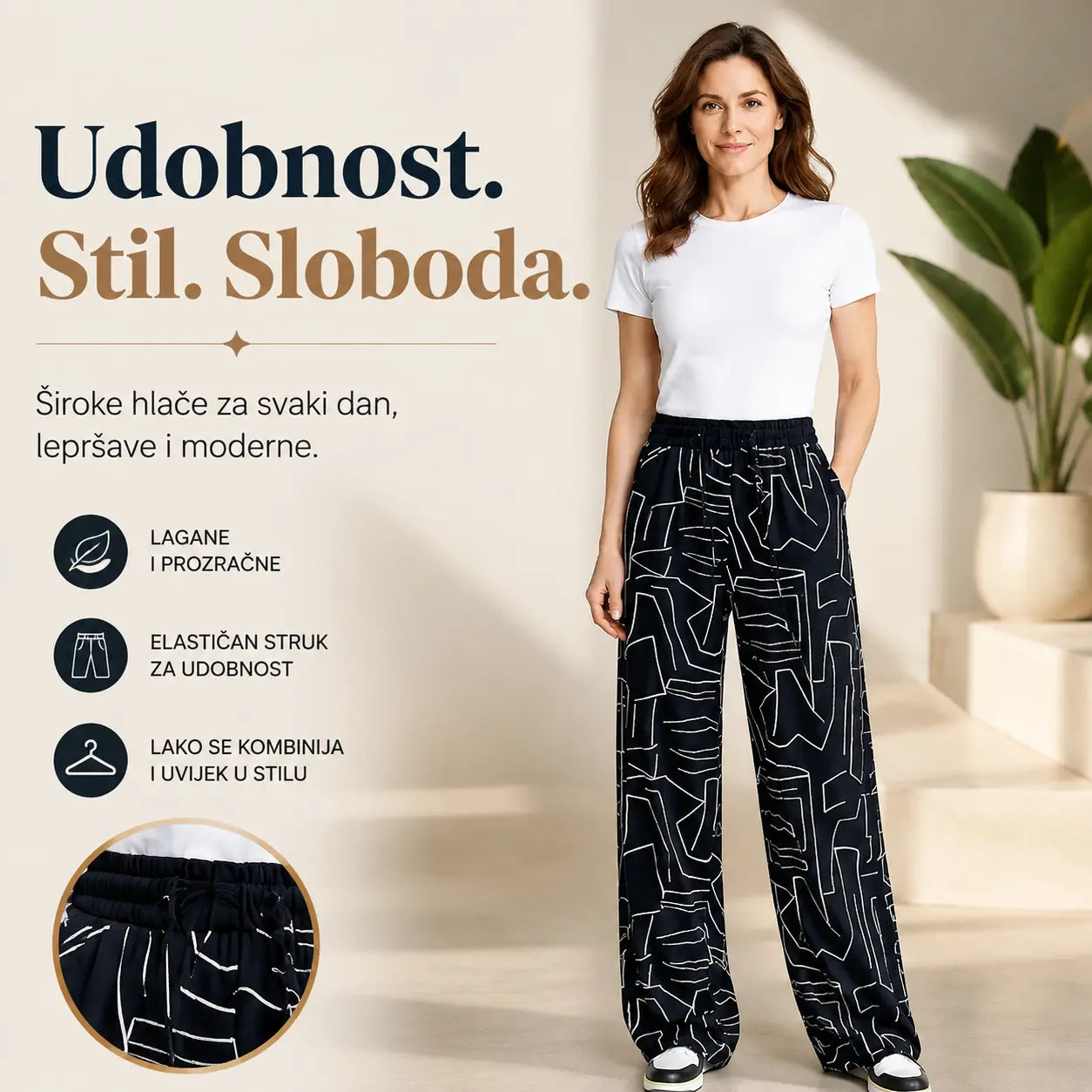 👖【40–100 kg】Ženske ležerne hlače od ledene svile visokog struka｜Opušten kroj, lagane i prozračne