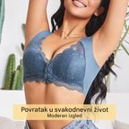 🔥Samo ograničeno vrijeme – najniža cijena! 😍【Set od 5 komada】Veliki push-up grudnjak za žene s efektom podizanja, elegantnom čipkom, dubokim V izrezom i prednjim kopčanjem