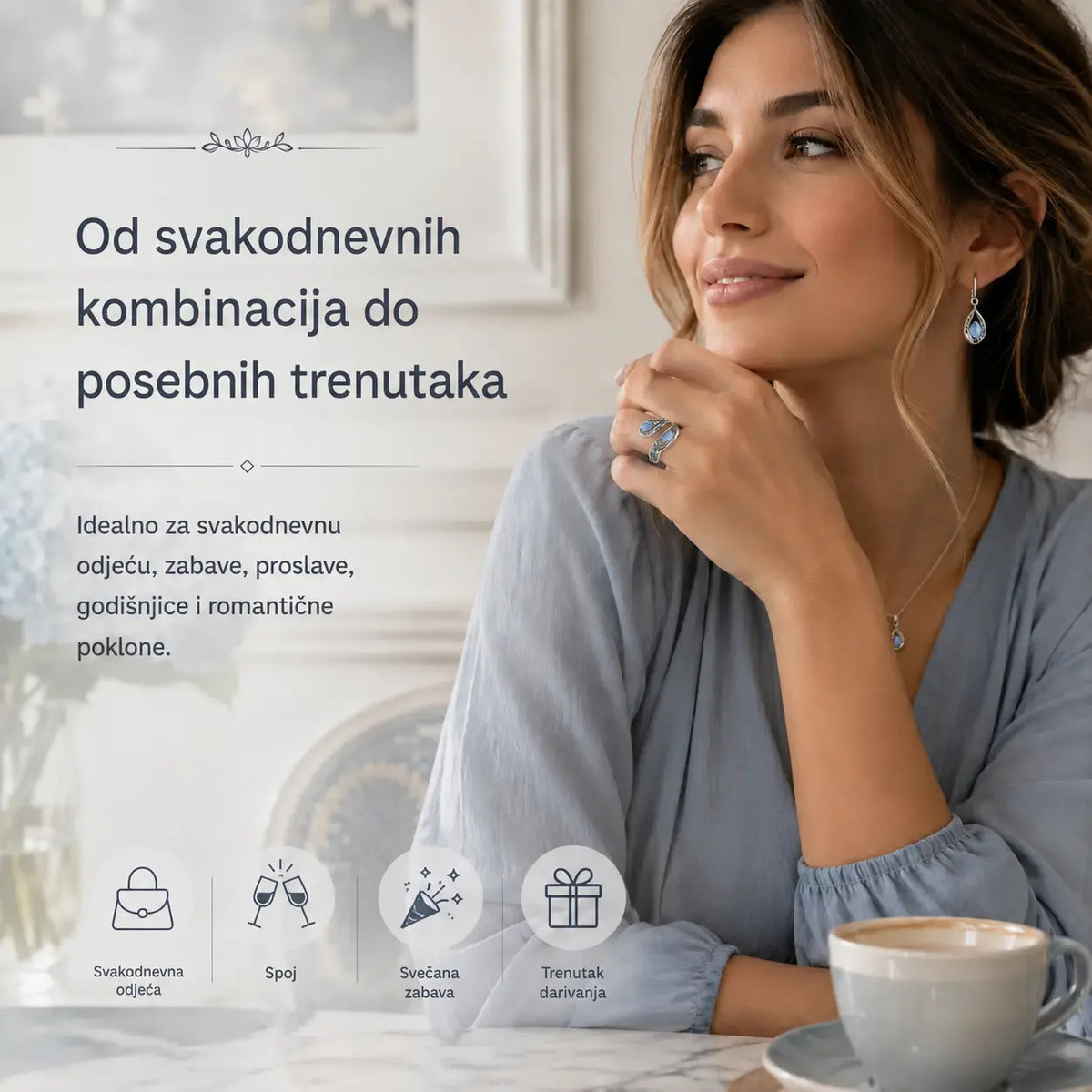 🔥✨【Posljednji dan! Kupi 1, dobij 1 gratis】Srebrni prsten s mjesečevim kamenom i motivom tratinčice｜Vintage stil • Podesiva veličina • Bezvremenska elegancija