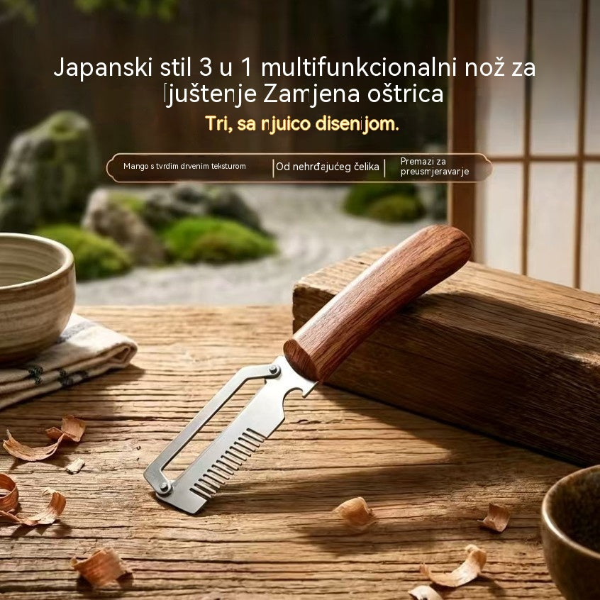 ✅Kupi 1, dobiješ 1 gratis【Ukupno 2 komada】🧅🔪Višenamjenski 3-u-1 nož za guljenje: guljenje, rezanje povrća i otvarač za boce