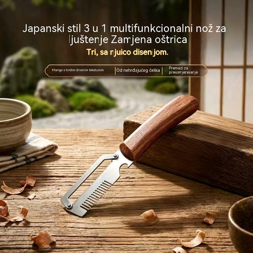 ✅Kupi 1, dobiješ 1 gratis【Ukupno 2 komada】🧅🔪Višenamjenski 3-u-1 nož za guljenje: guljenje, rezanje povrća i otvarač za boce