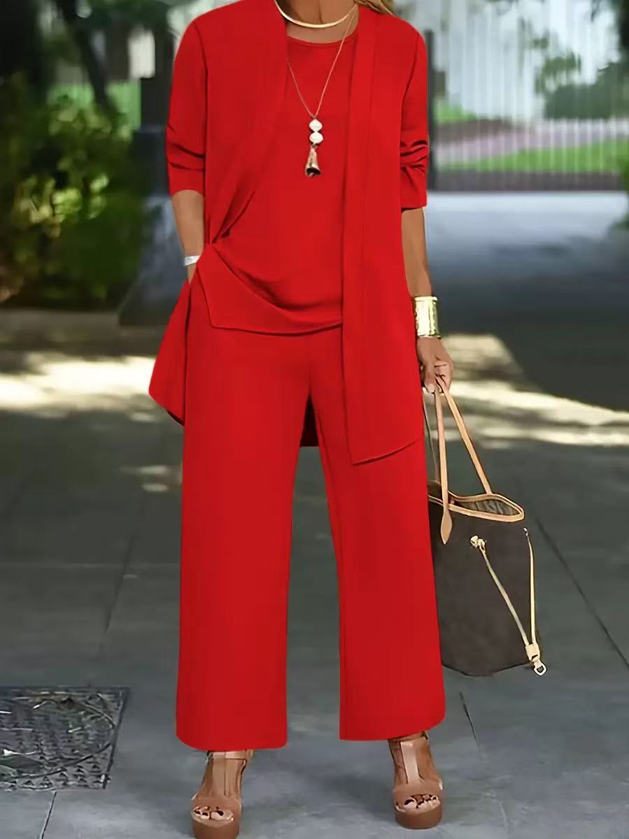【Top + Jakna + Hlače】【S–5XL】 Elegantni ženski trodijelni set širokog kroja
