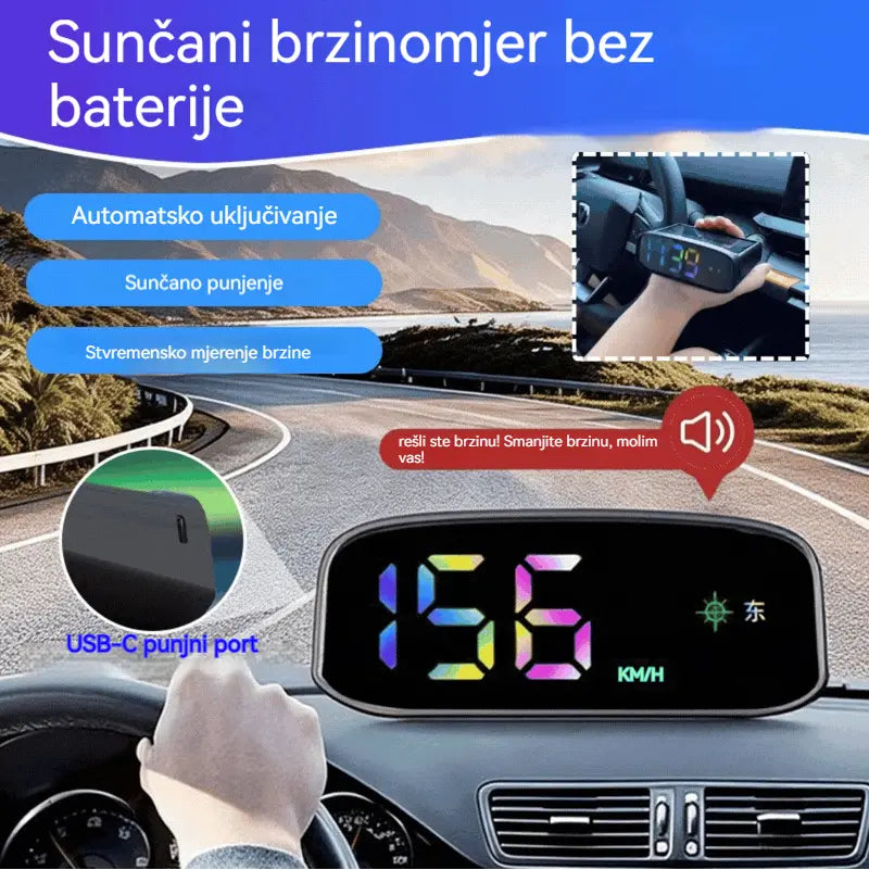 🚗Solarni HUD zaslon za prikaz brzine automobila