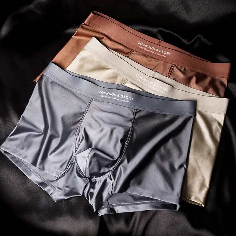 🔥【S-3XL】【Set od 6 komada – 50% popusta!】10A antibakterijske muške bokserice za međunožje, prozračne, glatke, bešavne donje rublje od ledene svile, luksuzno satensko donje rublje