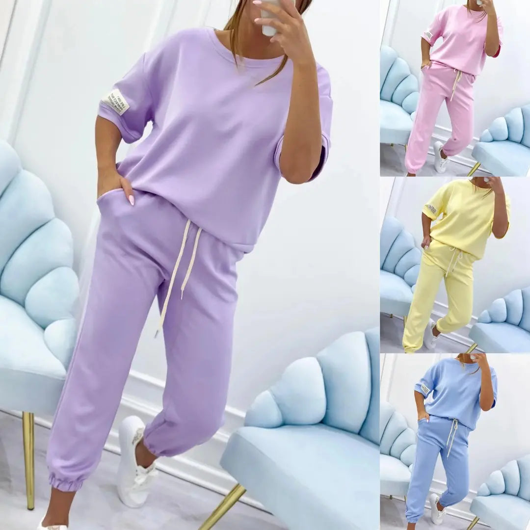⏳【Rasprodaja na kraju sezone!】Ženski casual komplet, koji uključuje jednobojni top i hlače