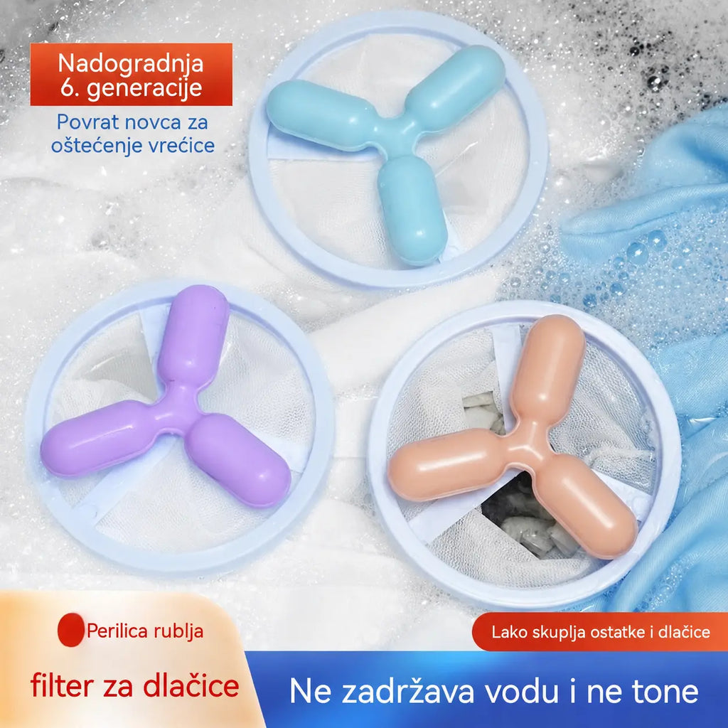 🌀6 komada✨ Plutajući filter za perilicu rublja – hvata dlačice, kosu i dlake kućnih ljubimaca pri svakom pranju 🧺