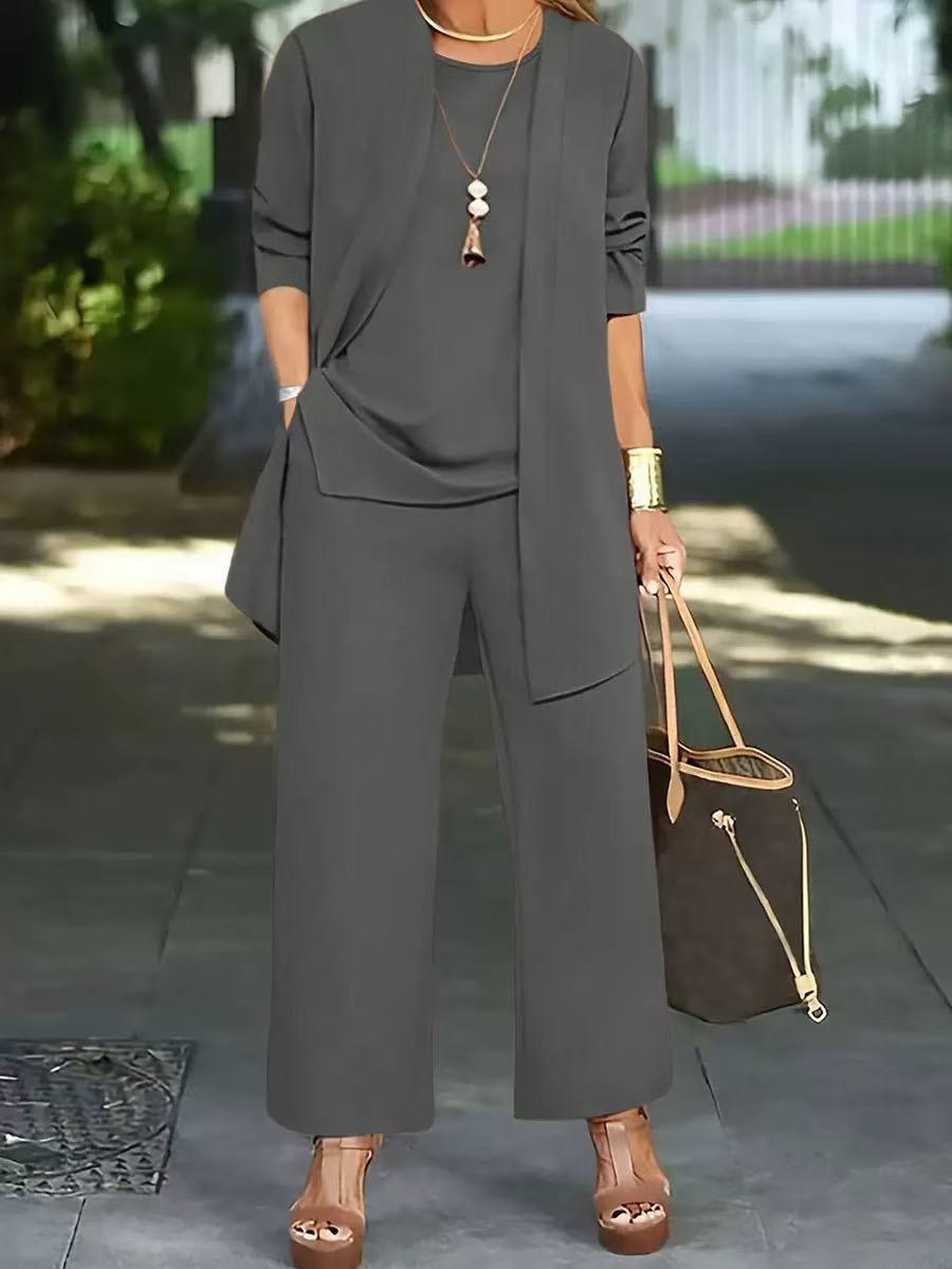 【Top + Jakna + Hlače】【S–5XL】 Elegantni ženski trodijelni set širokog kroja