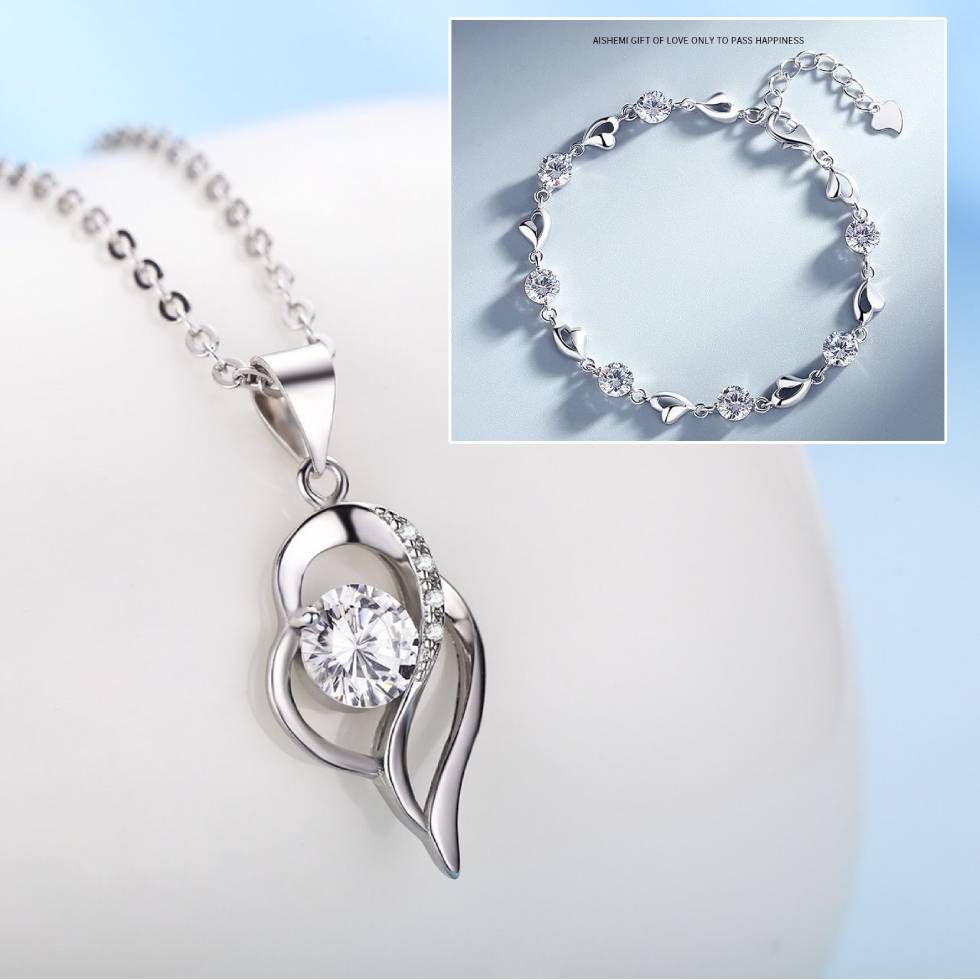 ✨💎Srebrni set 925 „Srce oceana“ – narukvica + ogrlica