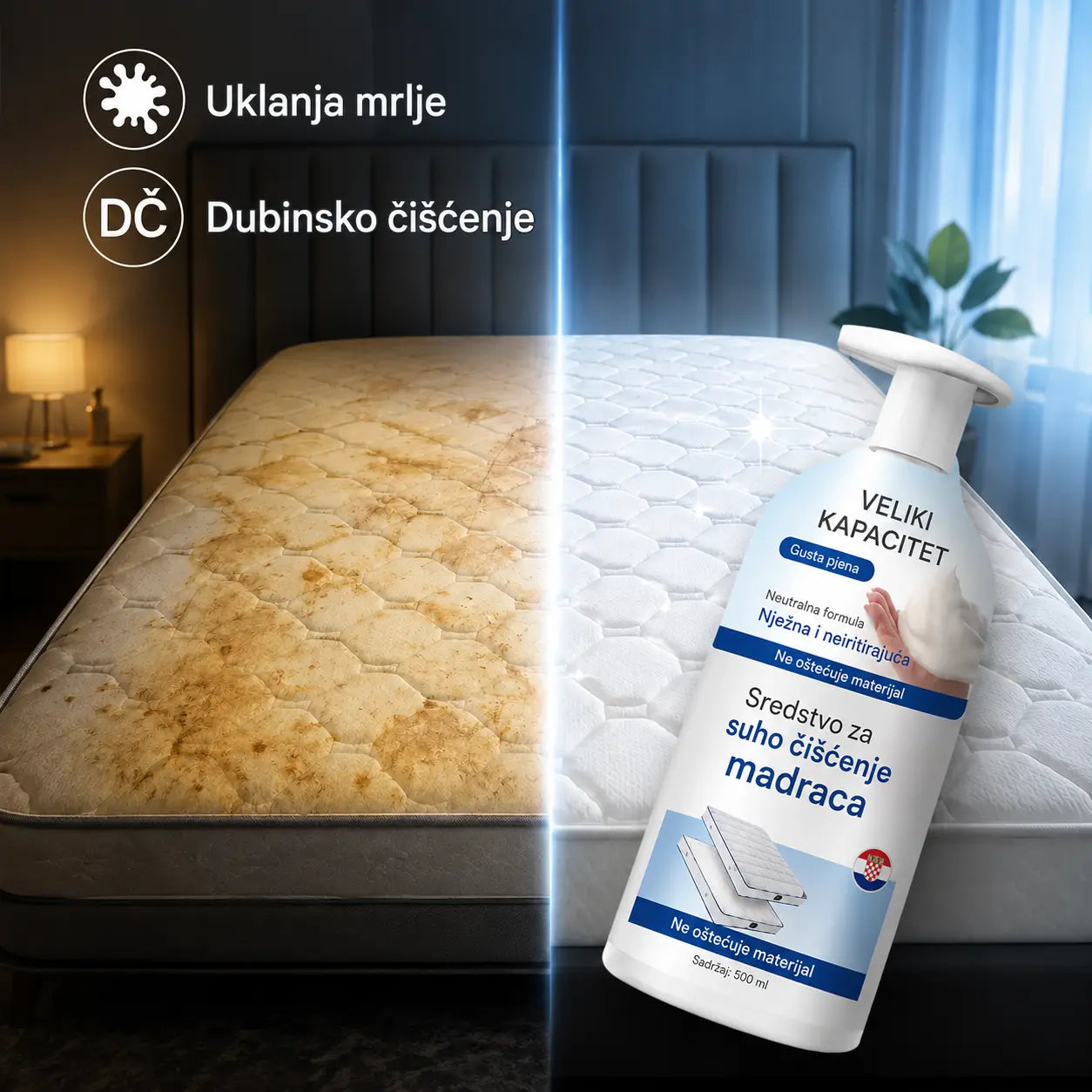 🔥【50% popusta】Sredstvo za čišćenje madraca, ne treba vodu, uklanja mrlje od urina i ostale mrlje na madracima