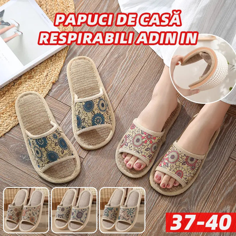 🔥Sezonska rasprodaja – Set od 3 para!【37-40】Ženske lanene prozračne papuče, kućne papuče za sva godišnja doba