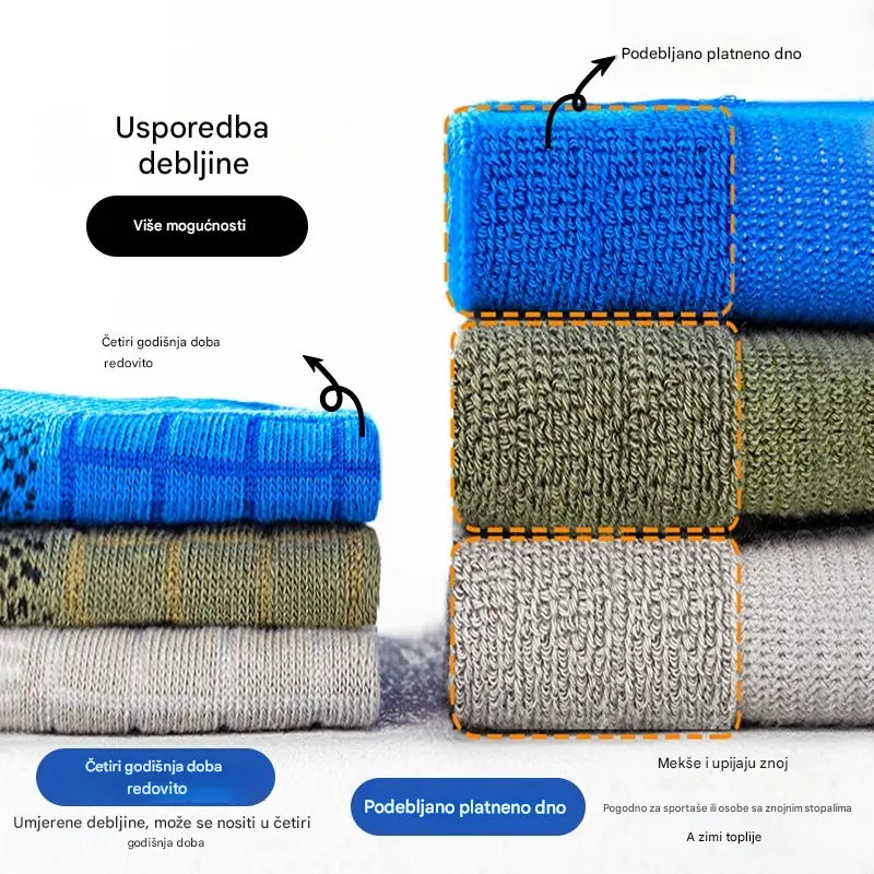 🧦【Kupite 5 pari, dobijate 5 pari besplatno】Muške prozračne antibakterijske čarape otporne na neugodne mirise, sportske i ležerne pamučne čarape