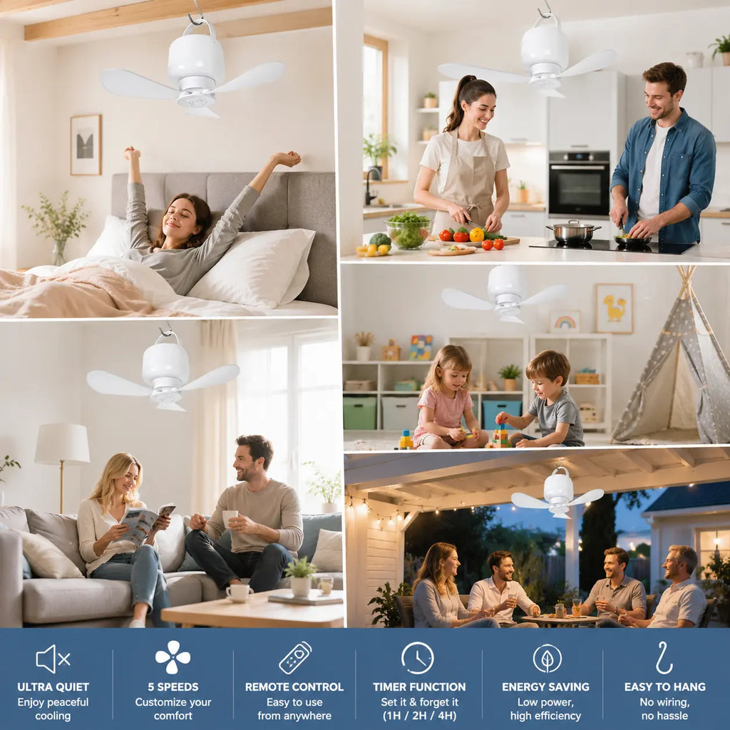 ⏰ Vremenski ograničena ponuda: Punjivi stropni ventilator s LED svjetlom 🌬️✨
