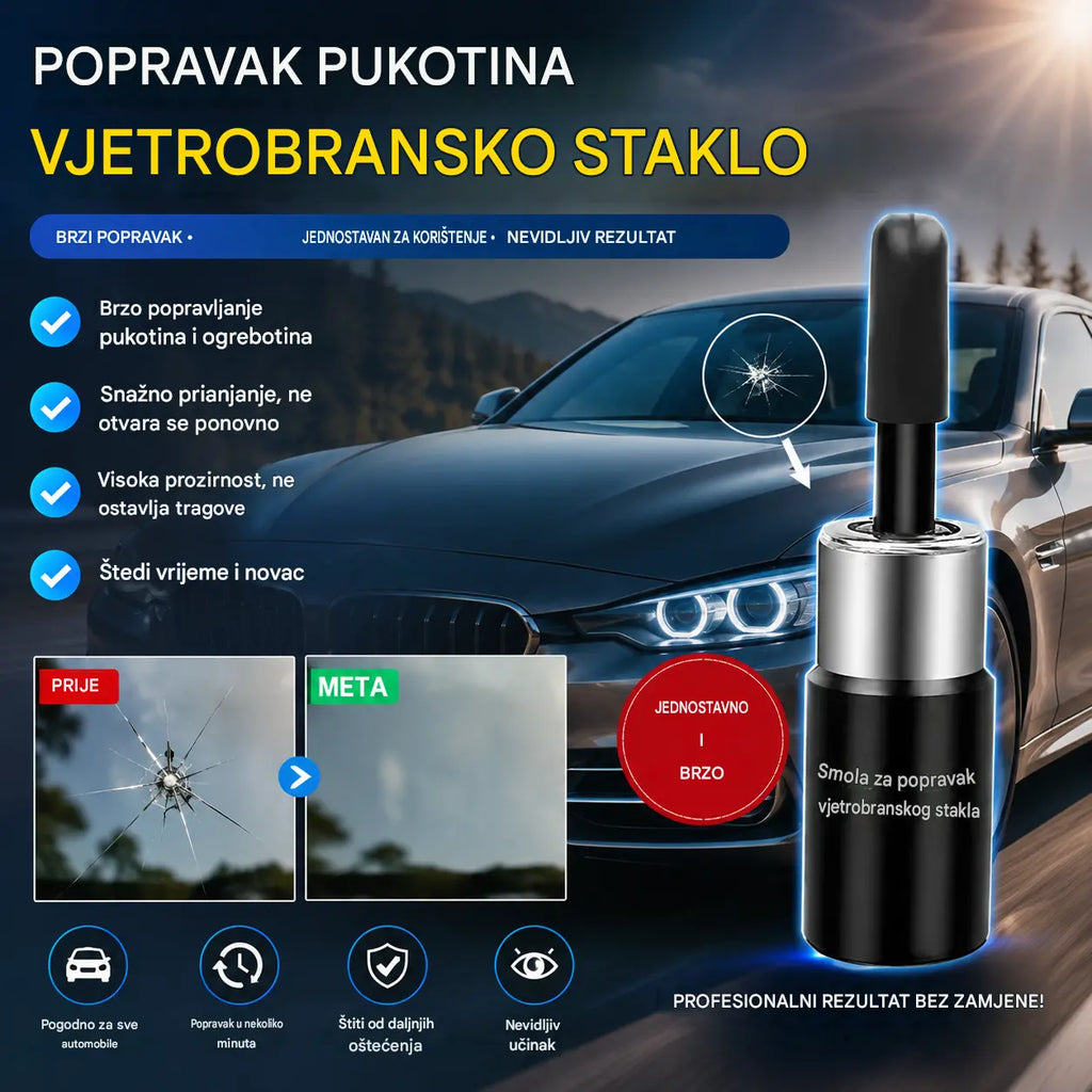 【Set od 3 komada】🚗 Tekućina za popravak pukotina, ljepilo za uklanjanje ogrebotina i pukotina