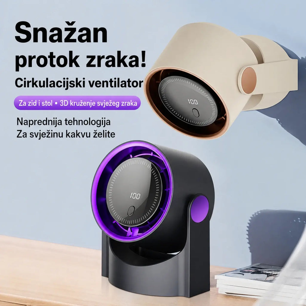 🧊🍃 Novi ventilator bez lopatica u turbinskom dizajnu｜Može se postaviti na stol ili zid, snažan protok zraka uz uštedu prostora