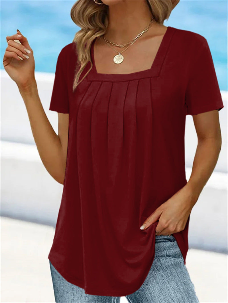 ✨Rasprodaja na kraju sezone👚【S-5XL】Ženska ljetna majica s četvrtastim izrezom – mekana i prozračna