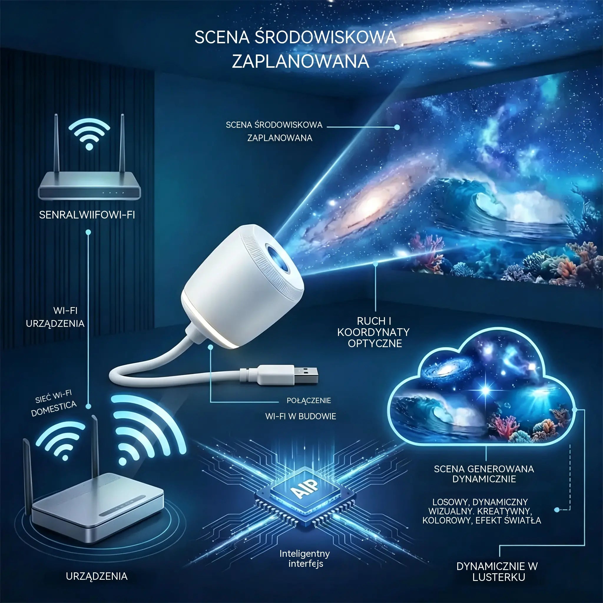 💡 Nova generacija pametne projekcijske lampe: dinamička inteligentna 5D holografska projekcija visoke razlučivosti
