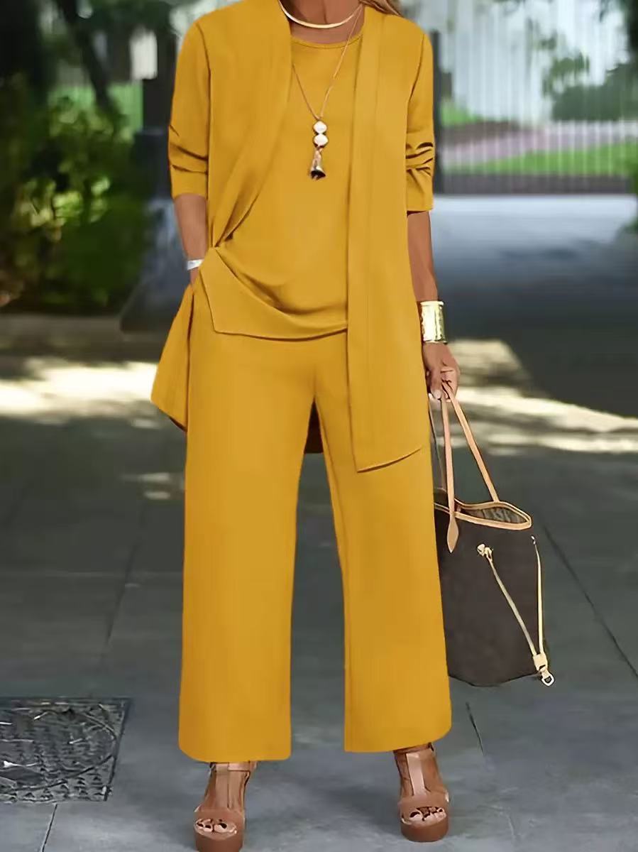 【Top + Jakna + Hlače】【S–5XL】 Elegantni ženski trodijelni set širokog kroja