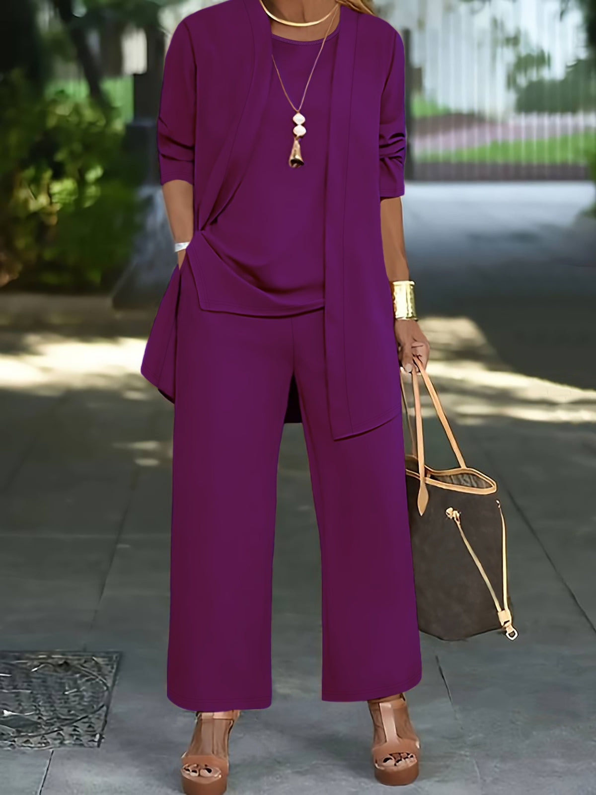 【Top + Jakna + Hlače】【S–5XL】 Elegantni ženski trodijelni set širokog kroja