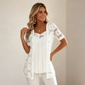👚 Elegantna bluza 2 u 1 s čipkom i mrežicom – kroj koji vizualno sužava figuru i skriva trbuh, 5 boja, veličine S–4XL