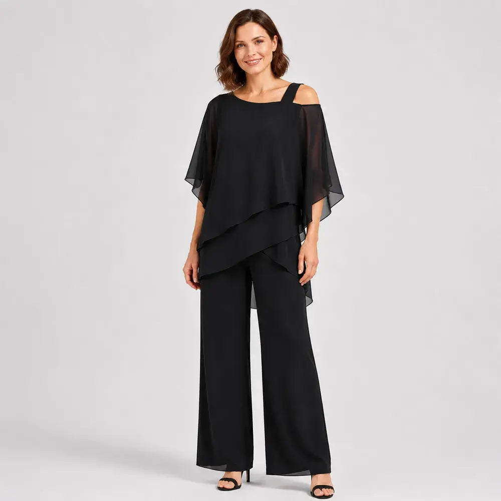 🔥Rasprodaja na kraju sezone – 50% popusta!【Top + hlače】Elegantni ženski dvodijelni komplet s otkrivenim ramenima, nježan prema koži i prozračan