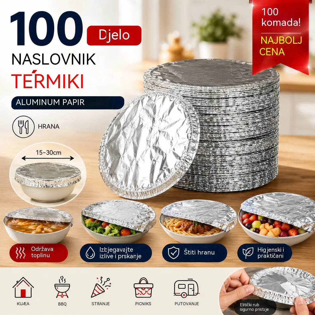 ⏰ 50% POPUSTA!【100 komada】Izolacijski poklopac od aluminijske folije