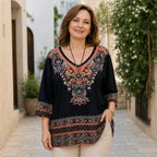【XL-5XL】Elegantna ženska bluza s boho printom i V-izrezom, široki kroj, retro etnički stil, fin i cool materijal