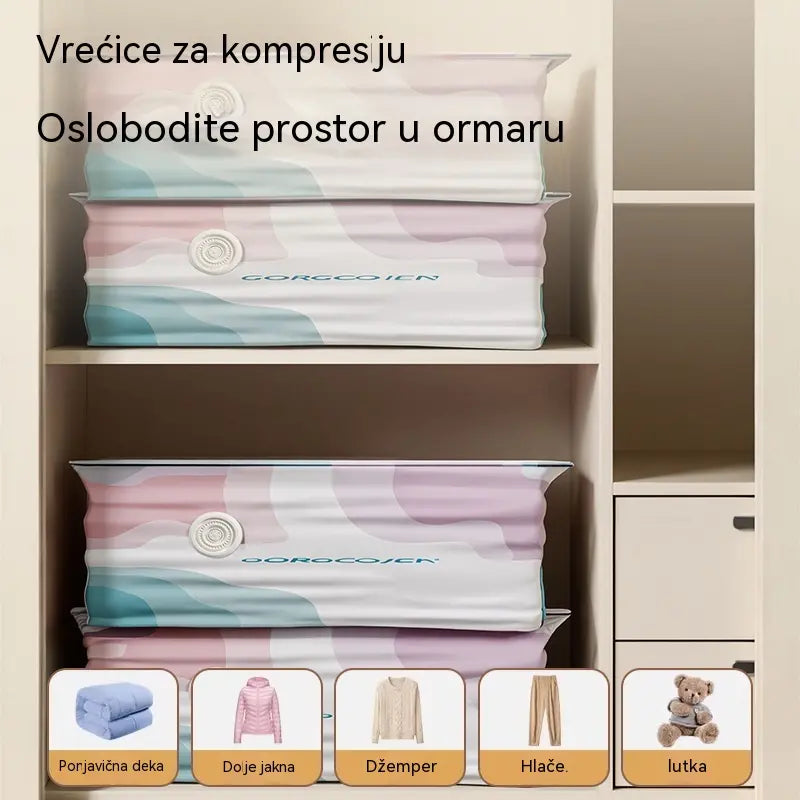 🧳 5 komada za 24 eura! 💨Velika, stlačiva vakuumska vrećica za pohranu: nije potrebna pumpa, nepropusna je i idealna za uštedu prostora u koferima i kod kuće ✈️