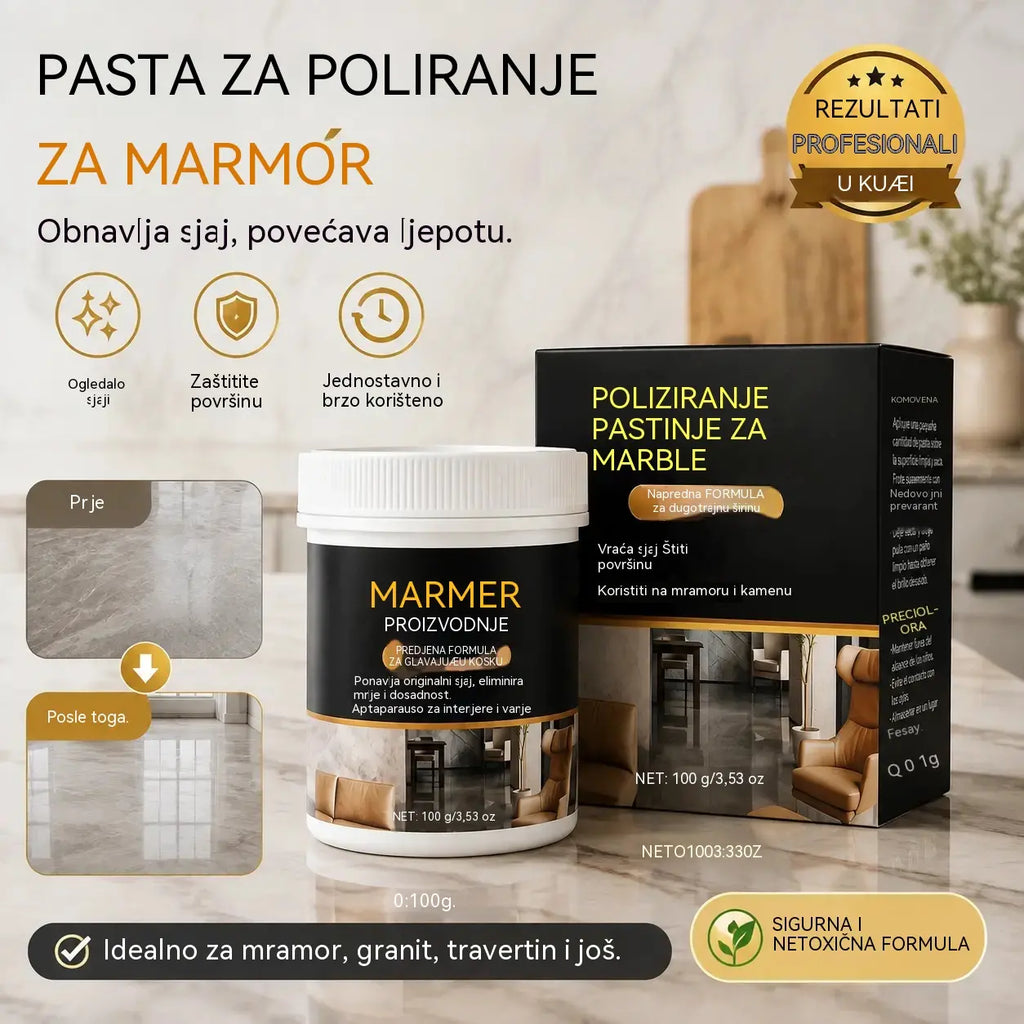 🔥Kupi 1, dobiješ 1 gratis! ✨ Pasta za poliranje mramora – Uklanja ogrebotine, vraća sjaj i štiti površine za samo 2 minute