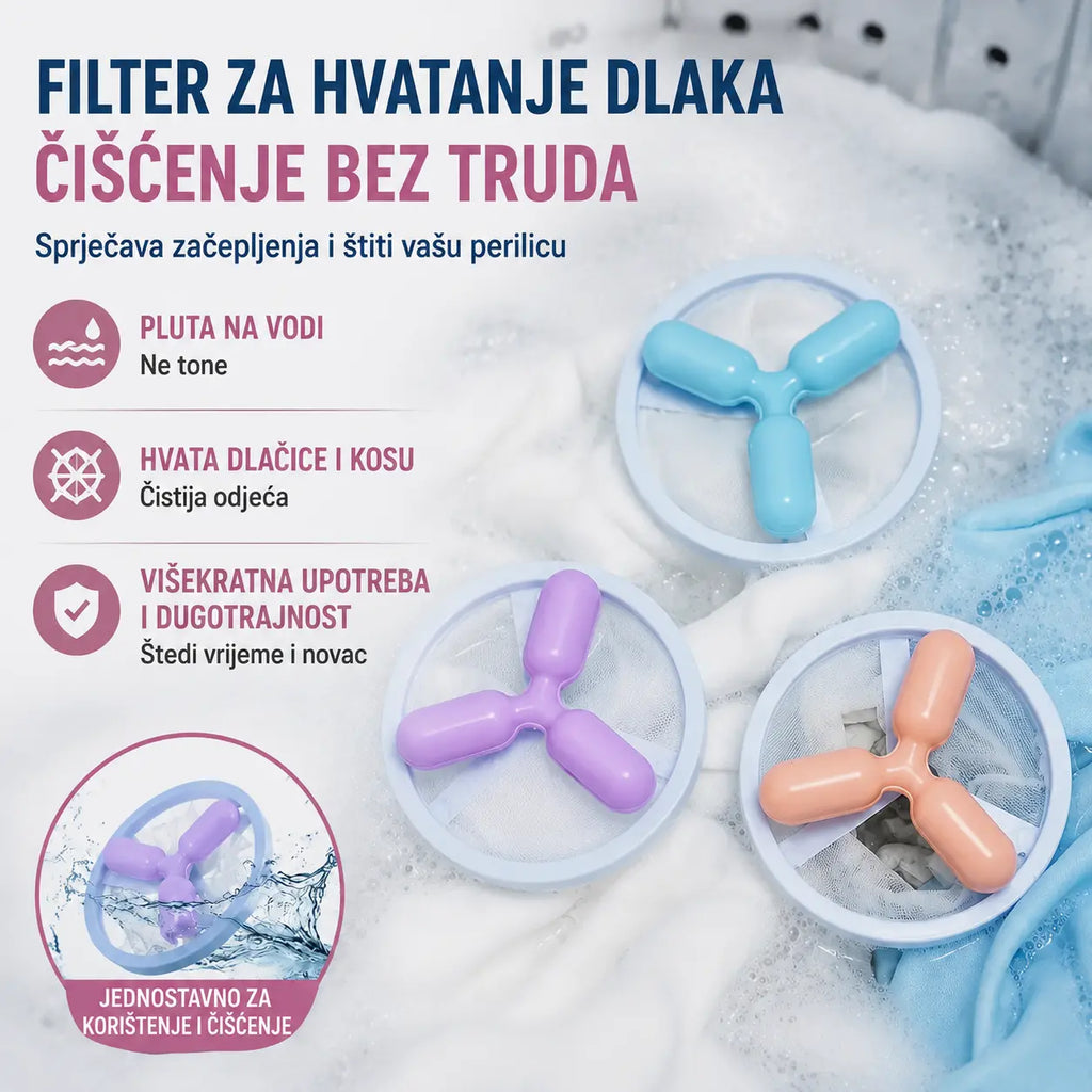 🌀6 komada✨ Plutajući filter za perilicu rublja – hvata dlačice, kosu i dlake kućnih ljubimaca pri svakom pranju 🧺