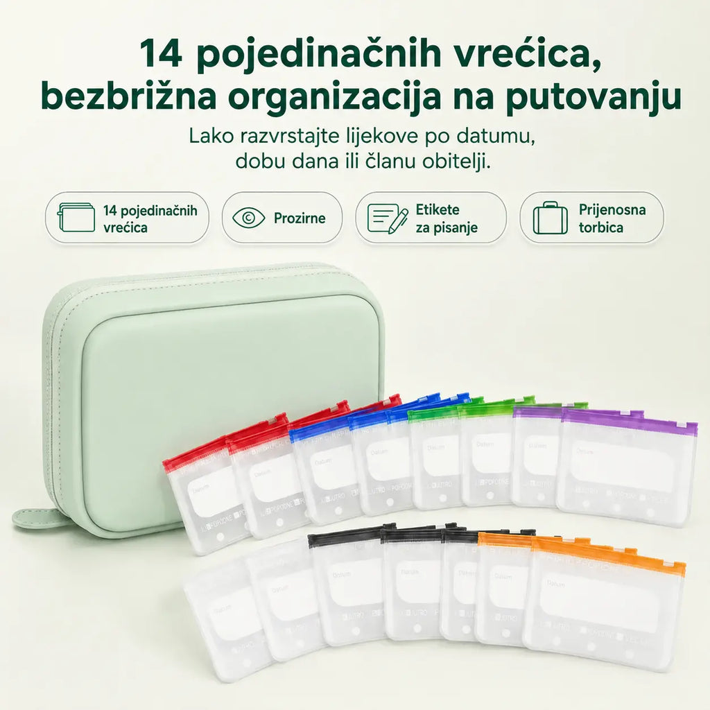 💊Prijenosna torbica za pohranu i organizaciju lijekova — Red i sigurnost za vaše tablete. Ponesite svoje lijekove sa sobom kamo god krenuli!