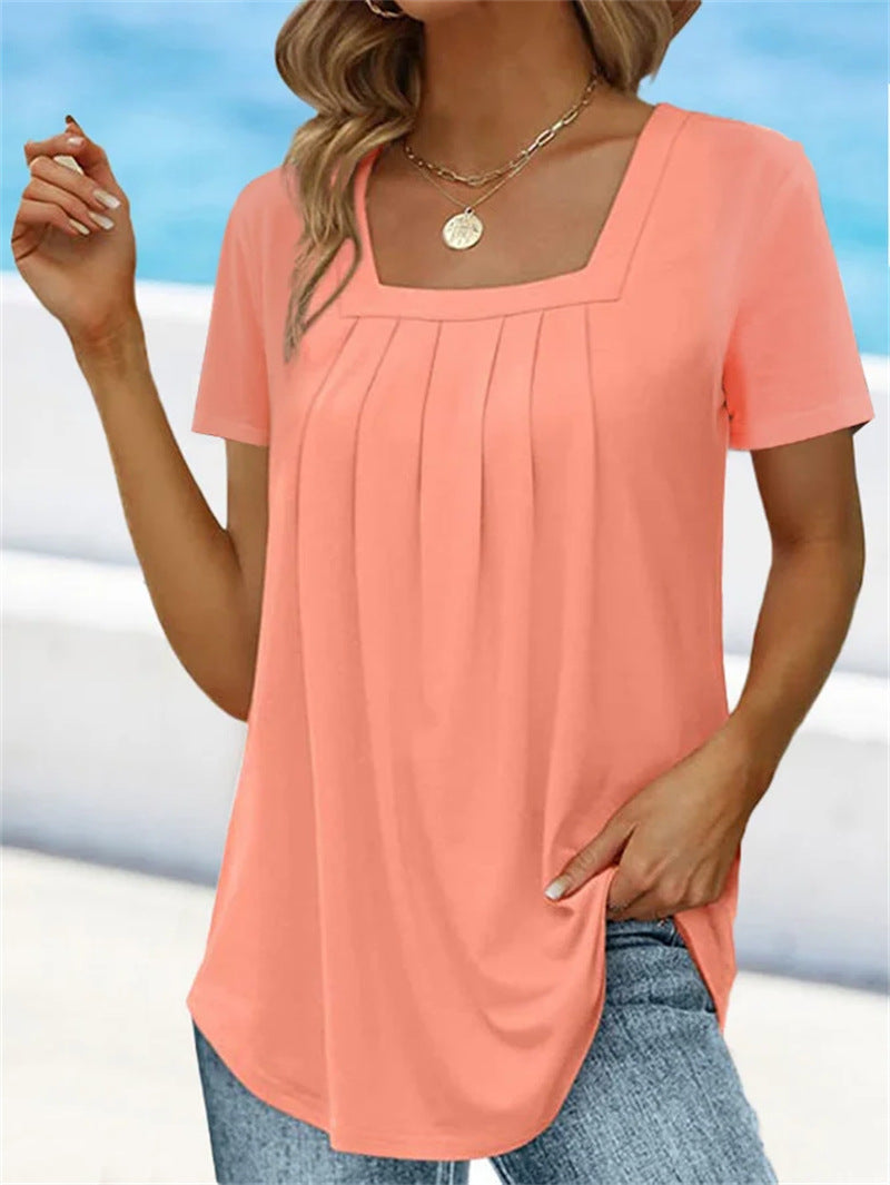 ✨Rasprodaja na kraju sezone👚【S-5XL】Ženska ljetna majica s četvrtastim izrezom – mekana i prozračna