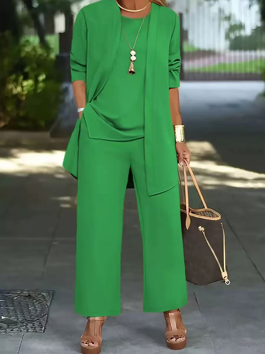 【Top + Jakna + Hlače】【S–5XL】 Elegantni ženski trodijelni set širokog kroja